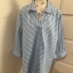 Blue and White Striped Blouse